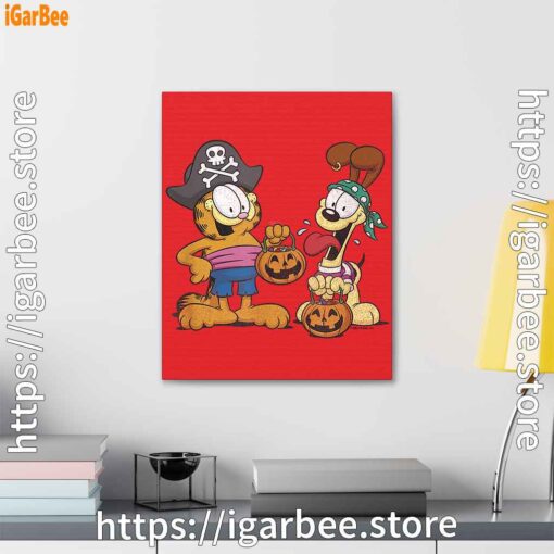 3 garfield halloween odie pirates red canvas