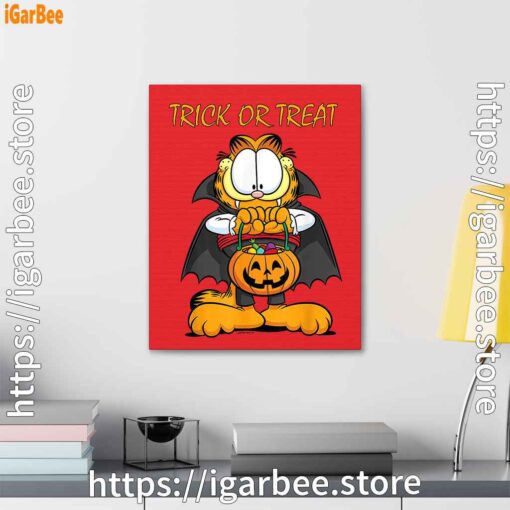 3 garfield halloween trick or treat pumpkin red canvas