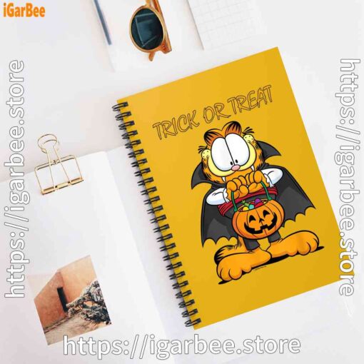 3 garfield halloween trick or treat pumpkin yellow notebook