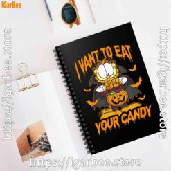 3 garfield halloween want to eat your candy black notebook