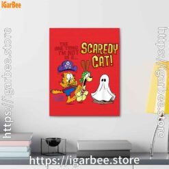 3 garfield scaredy cat halloween red canvas