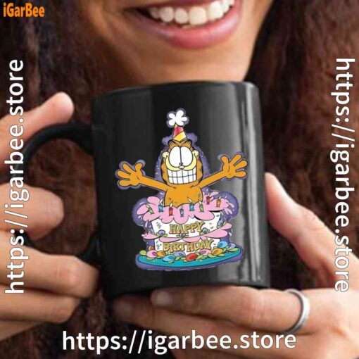 3 happy birthday garfield cat in town black mug 15oz
