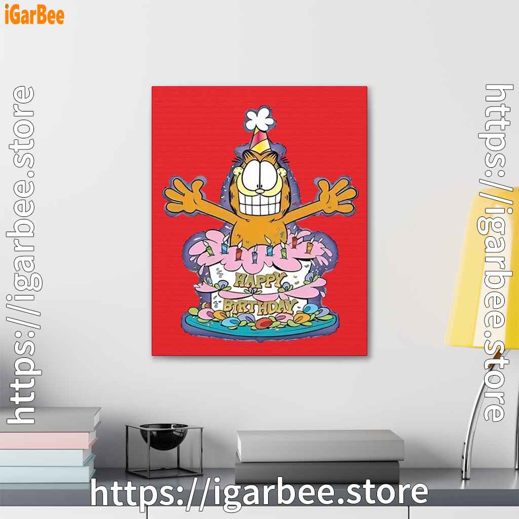 happy birthday garfield cat in town red canvas happy birthday garfield cat in town red canvas