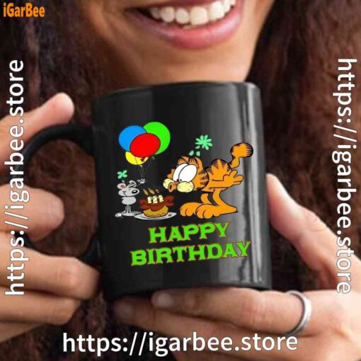 3 on your birthday garfield black mug 15oz