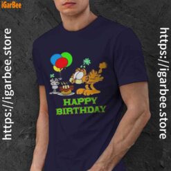 3 on your birthday garfield navy men shirt