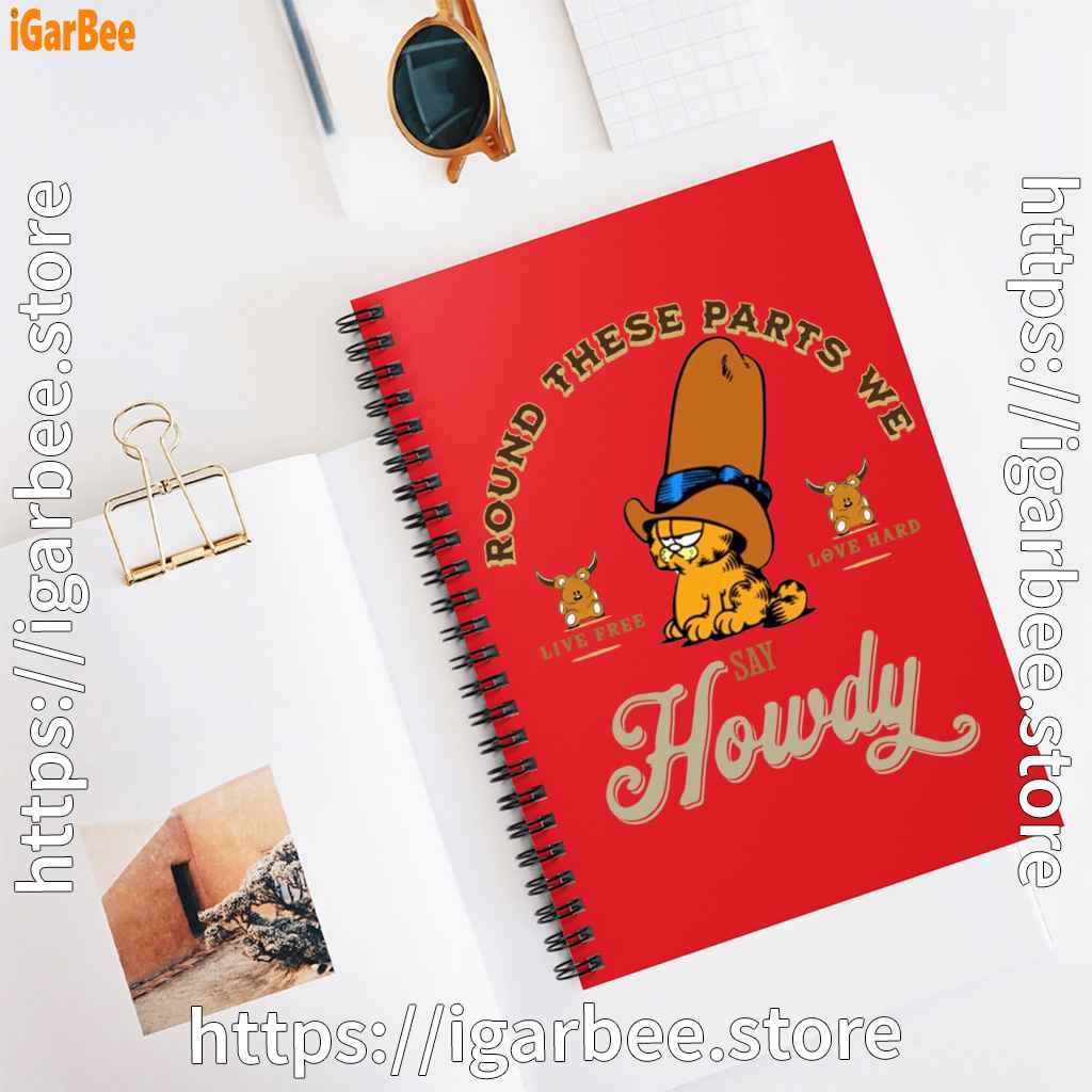 round these parts we love garfield cowboy red notebook round these parts we love garfield cowboy red notebook