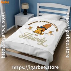3 round these parts we love garfield cowboy white blanket