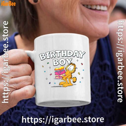 4 garfield birthday boy cake confetti celebration white coffee mug 11oz