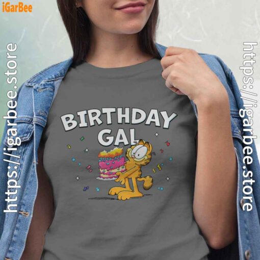 4 garfield birthday elebrating big chest gray shirt for women