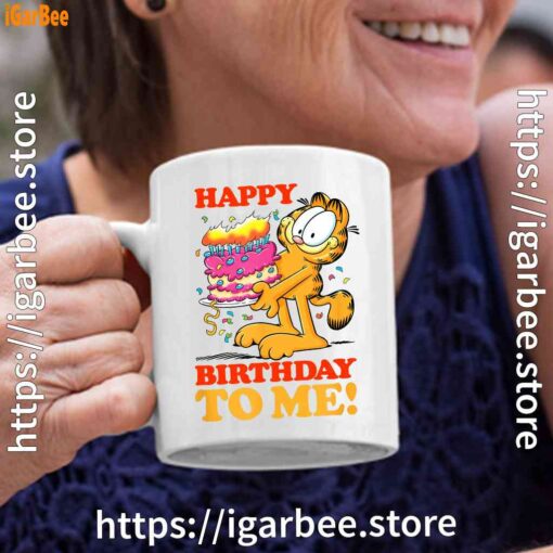 4 garfield happy birthday to me with cake white coffee mug 11oz