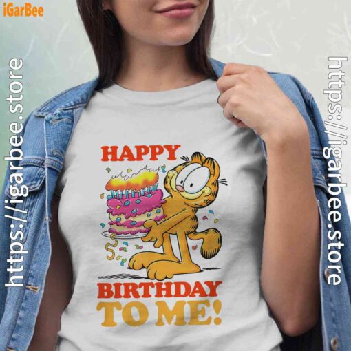 4 garfield happy birthday to me with cake white shirts for women