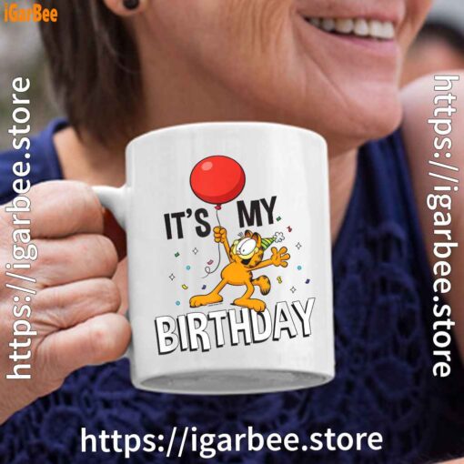 4 garfield its my birthday confetti celebration white coffee mug 11oz