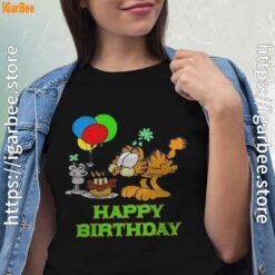 4 on your birthday garfield women black shirt
