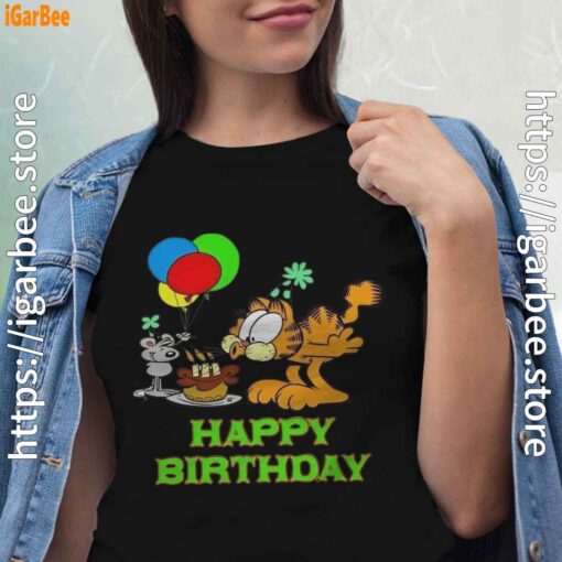 4 on your birthday garfield women black shirt
