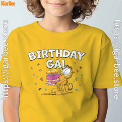 5 garfield birthday elebrating big chest yellow t shirt for kid boy