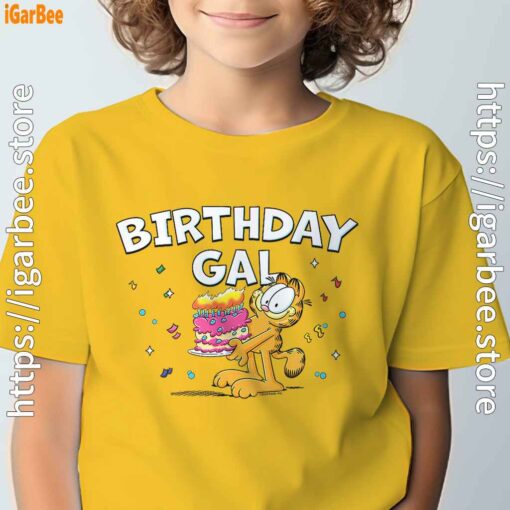 5 garfield birthday elebrating big chest yellow t shirt for kid boy