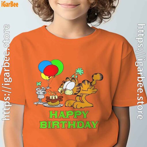 5 on your birthday garfield orange tee kids boy