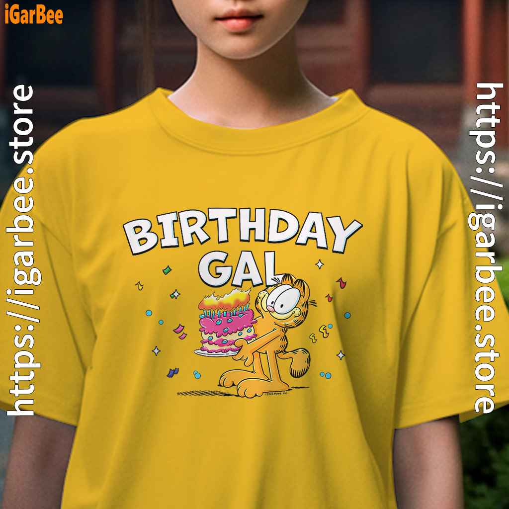 garfield birthday elebrating big chest yellow kids girl t shirts garfield birthday elebrating big chest yellow kids girl t shirts