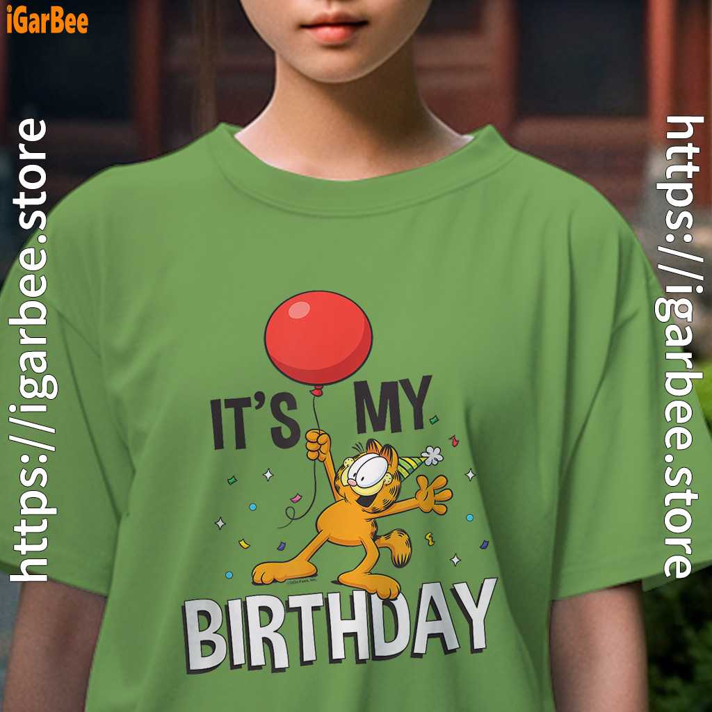 garfield its my birthday confetti celebration female green tee for girl garfield its my birthday confetti celebration female green tee for girl