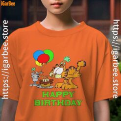 6 on your birthday garfield youth girl orange shirt female