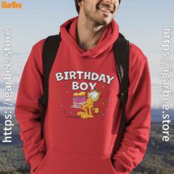 7 garfield birthday boy cake confetti celebration red men hoodie