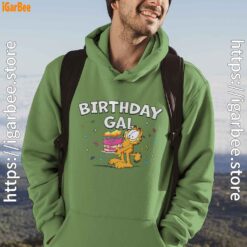 7 garfield birthday elebrating big chest green men hoodie