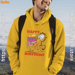 7 garfield happy birthday to me with cake yellow men hoodie