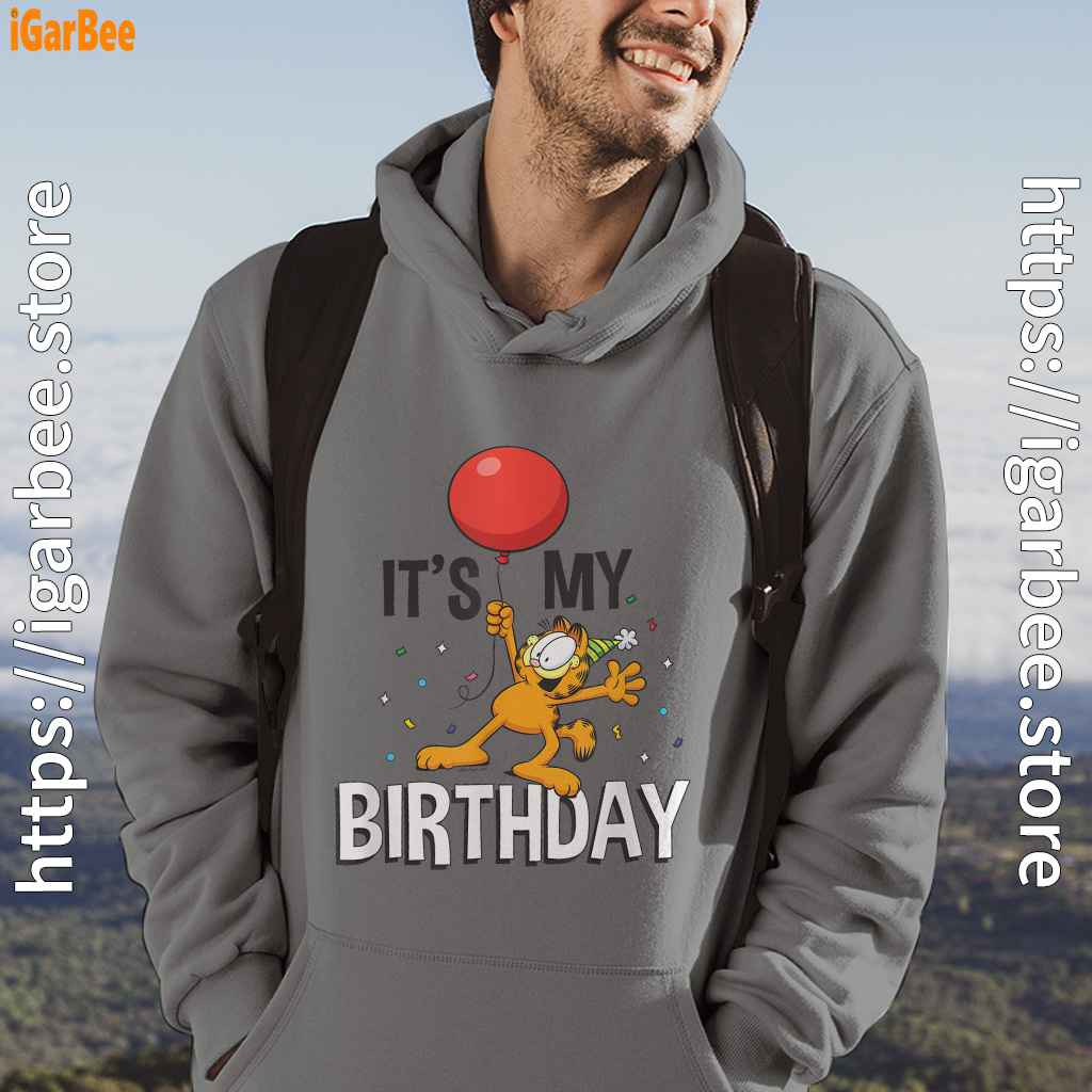 garfield its my birthday confetti celebration gray men hoodie for male garfield its my birthday confetti celebration gray men hoodie for male