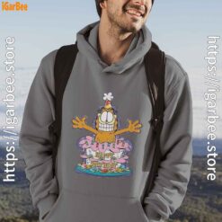 7 happy birthday garfield cat in town gray men hoodie for male