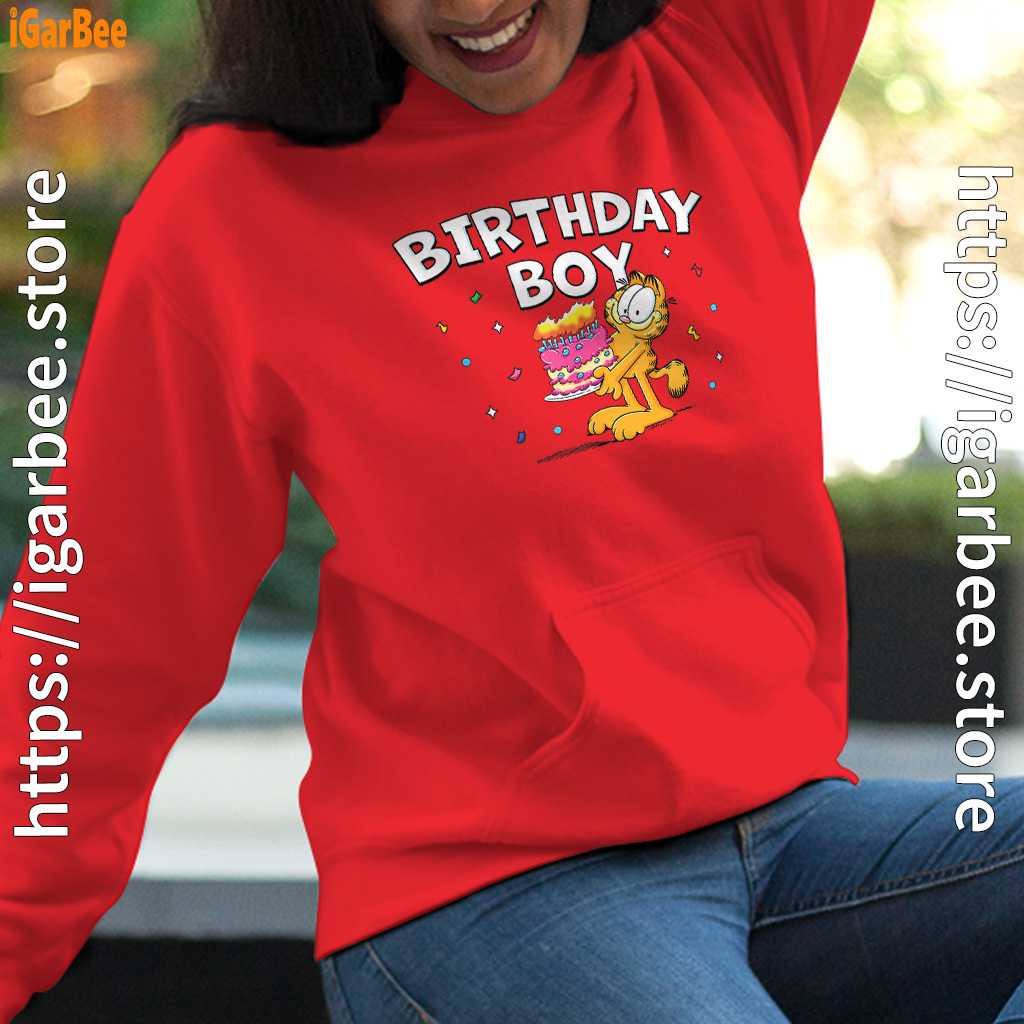garfield birthday boy cake confetti celebration women red hoodie female garfield birthday boy cake confetti celebration women red hoodie female