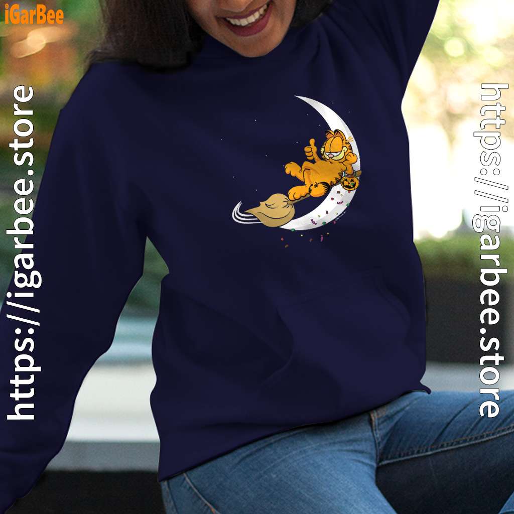 garfield halloween crescent moon broom riding navy women hoodies garfield halloween crescent moon broom riding navy women hoodies