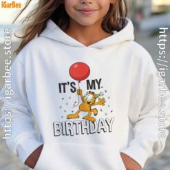 9 garfield its my birthday confetti celebration girl hoodie white