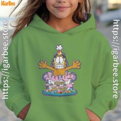 9 happy birthday garfield cat in town youth girl green hoodie