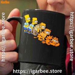 bart turning into garfield black coffee mug