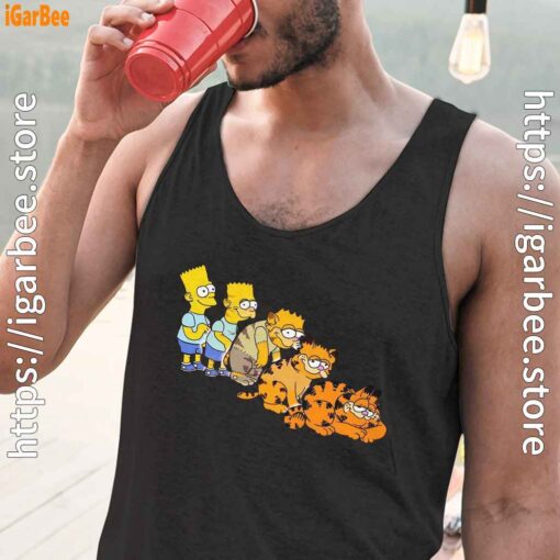 bart turning into garfield black men tank tops