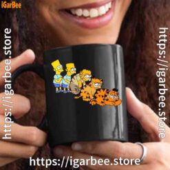 bart turning into garfield black mug