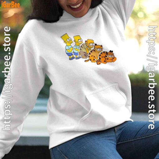 bart turning into garfield female white women hoodie