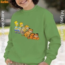 bart turning into garfield green sweatshirt kids boy