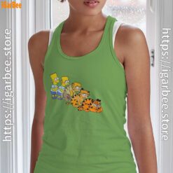 bart turning into garfield green tank top women