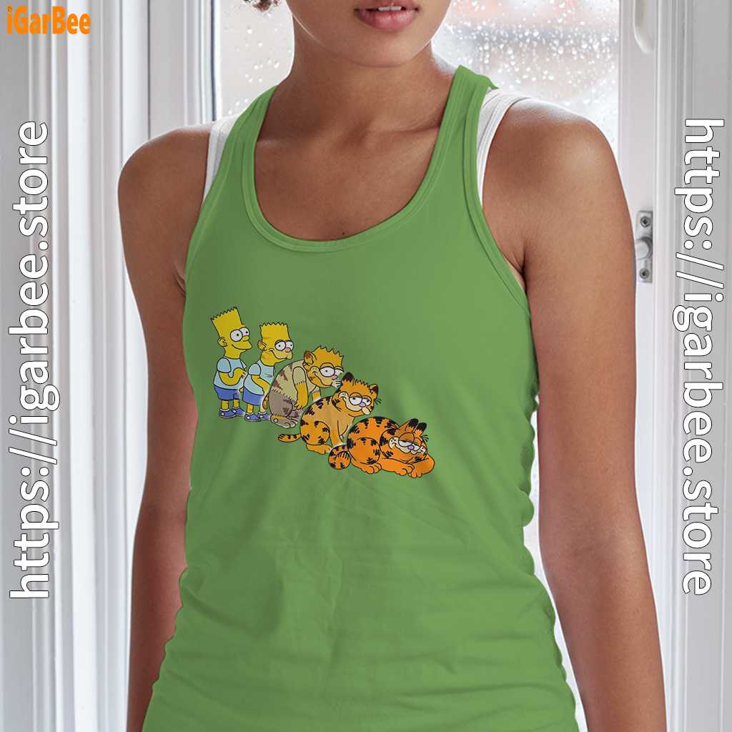 bart turning into garfield green tank top women bart turning into garfield green tank top women
