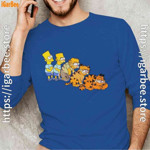 bart turning into garfield men with blue long sleeve