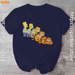 bart turning into garfield navy shirt