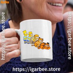 bart turning into garfield white coffee mug