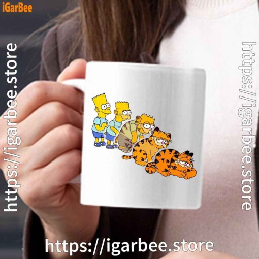 bart turning into garfield white mug