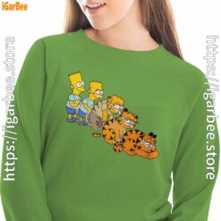 bart turning into garfield women with green sweatshirt