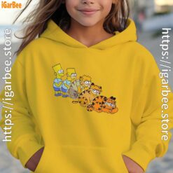 bart turning into garfield yellow hoodie for kid girl