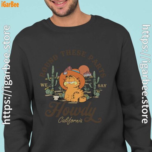 california howdy garfield cowboy black sweatshirt for men