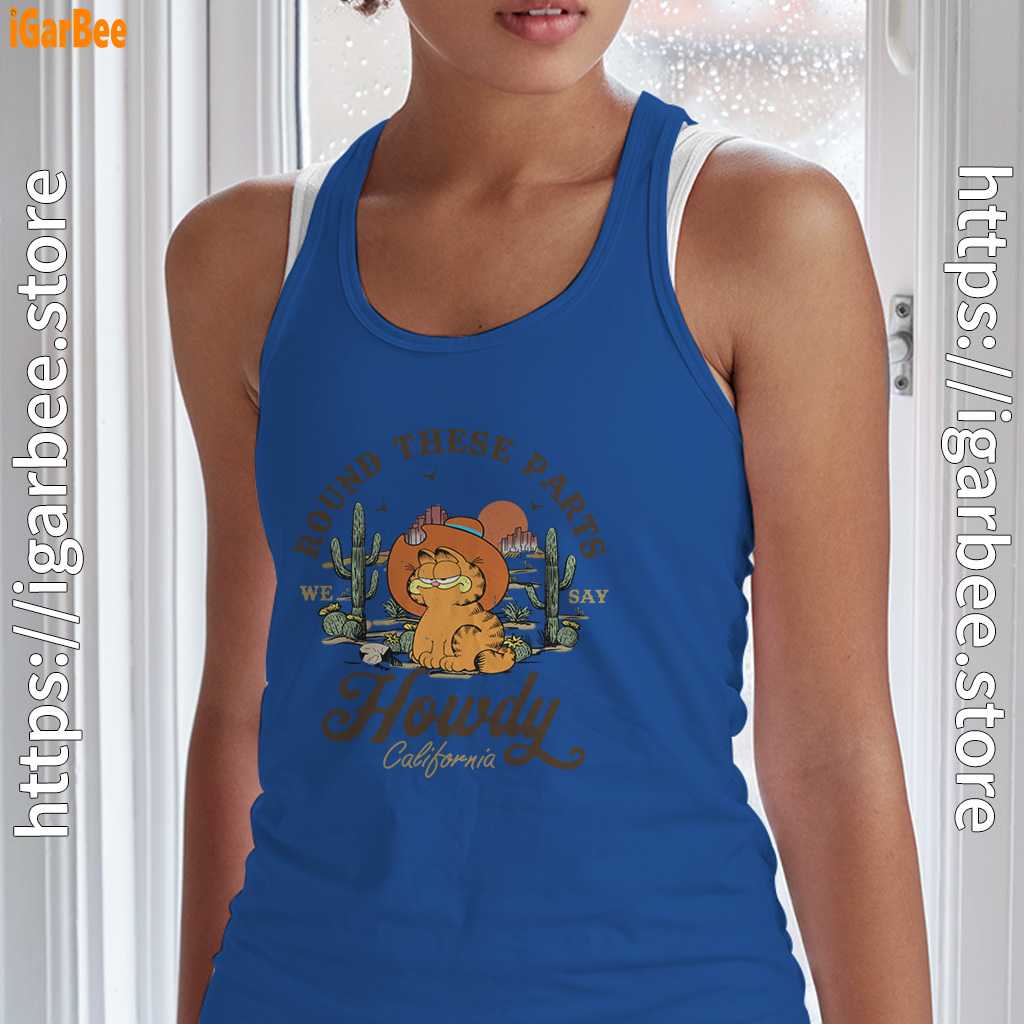 california howdy garfield cowboy blue tank top with women california howdy garfield cowboy blue tank top with women