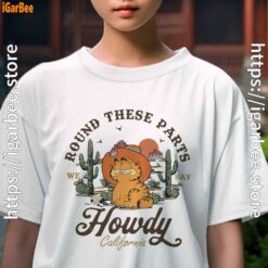 california howdy garfield cowboy kids girl white tee female
