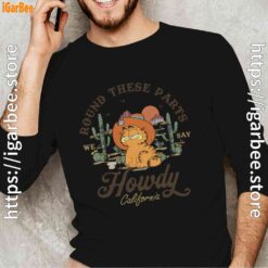 california howdy garfield cowboy men's black long sleeve